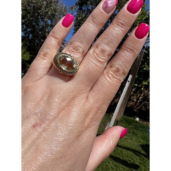 Vintage David Yurman 16mm Citrine/Tanzanite 14k yellow gold Ring - Picture 2 of 10